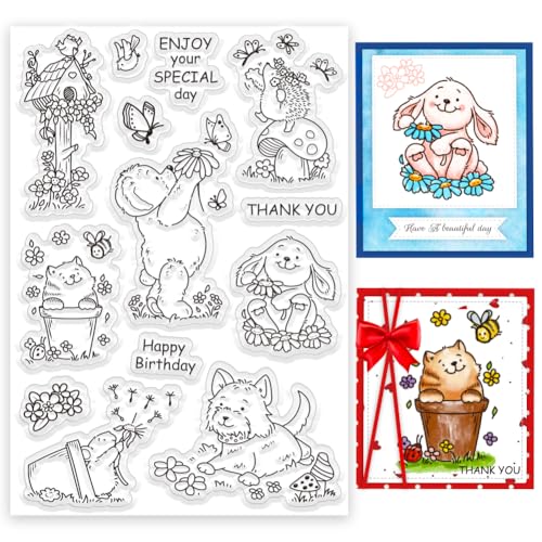 ORIGACH Spring Animals Clear Stamps for Cards Making DIY Scrapbooking Photo Album Decoration - style: Animals and Sentiments