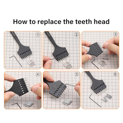 WUTA Leather Stitching Punch, 3nd Removable Leather Punch Tool, Professional Working Hand Tool Set for DIY Leather Craft（4mm- 2+4+8 Hole） - size: 3nd 4mm- 2+4+8 Hole
