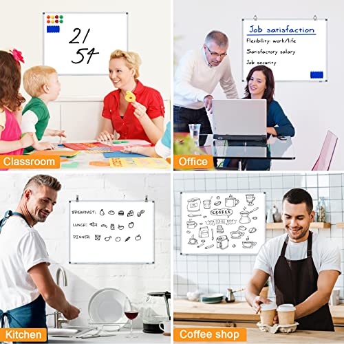H-Qprobd White Board Dry Erase Whiteboard for Wall 24x18 (3pcs) Magnetic Boards for Office Classroom & Home, Small Wall Whiteboard Including 6 Markers, 10 Magnets, 2 Erasers & 15 Adhesive Hooks - size: 24"x18"(3pcs)