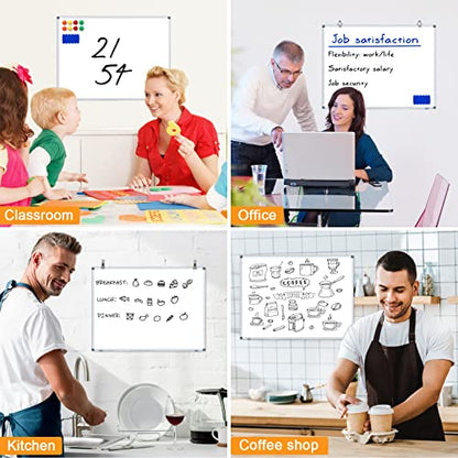 H-Qprobd White Board Dry Erase Whiteboard for Wall 24x18 (3pcs) Magnetic Boards for Office Classroom & Home, Small Wall Whiteboard Including 6 Markers, 10 Magnets, 2 Erasers & 15 Adhesive Hooks - size: 24"x18"(3pcs)