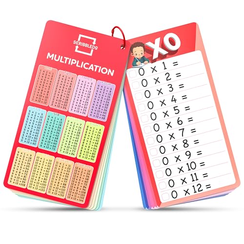 SCRIBBLEDO Dry Erase Multiplication Flash Cards Math 0-12 2nd 3rd 4th Grade Math Flash Cards Reusable Wipe Clean Double-Sided Multiplication Flashcards for Classroom Homeschool Times Tables