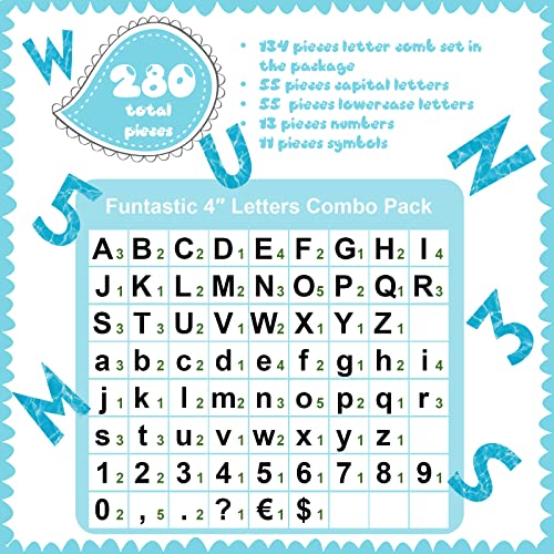 Tenare 134 Pieces 5 Inch Bulletin Board Letters Alphabet Numbers Letters Combo Set Cutouts for Bulletin Board Display Home Back to School Decor(Sea Style) - style: Sea Style