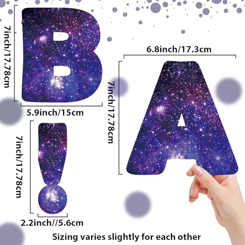 Qyeahkj 150 PCS Large 6" Font Bulletin Board Letters Outer Space Themed Punctuation Cutouts Combo Set Galaxy Letters Decoration Classroom Starry Sky Alphabet Poster for Home School Wall Display Decor - style: Starry Sky