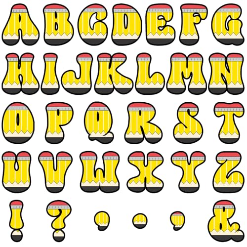 150 PCS Large 6" Bulletin Board Letters Set, Pencil Themed Classroom Alphabet Cutout Letter for Bulletin Board Display Home School, A Great Helper to Inspire Students' Learning Interest - style: Pencil Themed
