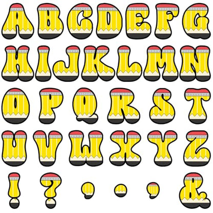 150 PCS Large 6" Bulletin Board Letters Set, Pencil Themed Classroom Alphabet Cutout Letter for Bulletin Board Display Home School, A Great Helper to Inspire Students' Learning Interest - style: Pencil Themed