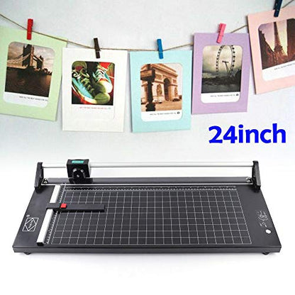 24Inch Rotary Trimmer Paper Cutter,Manual Paper Cutters Trimmers Photo Paper Cutter with Automatic Paper Weighting,Self-Sharpening for Craft Paper, Card Stock and Office Paper - color: 24 Inches-1