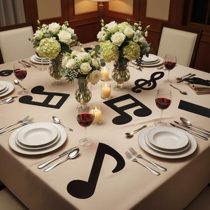 Boao 12 Pcs Large Music Notes Felt Mats 16x10 Inch - Black Musical Notes Cutouts Art Party Supplies Prop for Craft Wall Decal Birthday Baby Shower Decorations - style: Note