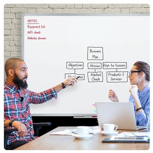 Mead Dry Erase White Board, 36" x 24" Magnetic Whiteboard for Office School or Home, Horizontal/Vertical Mount, White/Silver (SM85356) - size: 36"W x 24"H