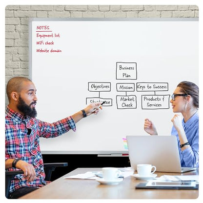 Mead Dry Erase White Board, 36" x 24" Magnetic Whiteboard for Office School or Home, Horizontal/Vertical Mount, White/Silver (SM85356) - size: 36"W x 24"H