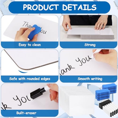18 Pack Double Sided Dry Erase Boards 6 x 9 inch Double Sided White Boards with 18 Black Markers 6 Erasers Small White Dry Erase Boards for Students Teacher Classroom Supplies (Blank Whiteboard) - style: Blank Whiteboard