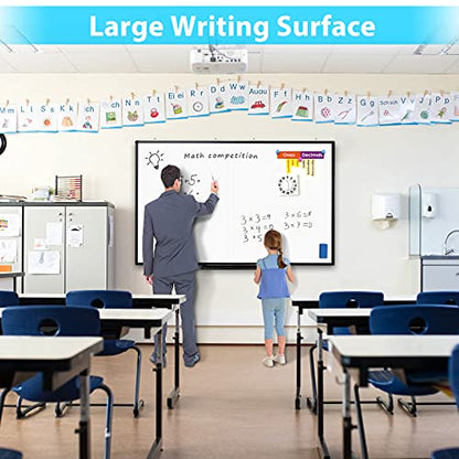 White Board Dry Erase 72x40, Large Magnetic Whiteboard Maxtek Dry Erase Boards for Wall, Aluminum Presentation Wall-Mounted Marker Board with a Long Pen Tray for School, Classroom, Office & Home - size: 72"W x 40"H, style: Style A