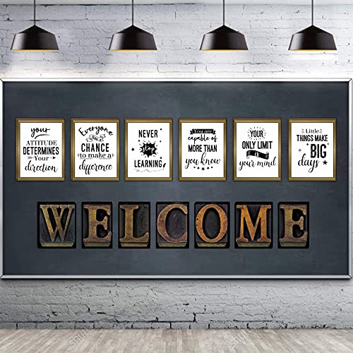 Classroom Decorations, 13pcs Industrial Chic Motivational Bulletin Board Posters for Classroom Decor, Laminated Inspirational Quote Positive Affirmation Poster with Welcome Sign for School Teachers - color: White