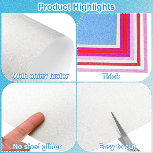 PATIKIL 10 Sheets Silver Glitter Cardstock Paper, A4 250gsm Rectangle Premium Sparkly Paper Craft Cardstock Paper for Scrapbook Card Making DIY Art Projects Wedding Party - color: Silver, size: A4