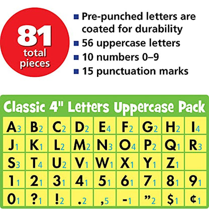 Teacher Created Resources Black Classic Font 4-Inch Letters Uppercase Pack (5376)