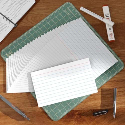 300 Count White Ruled Index Cards, 3x5 Inch Lined Study Flash Cards - 6 Pads, 50 Cards per Pad, Narrow Ruled Note Cards for School, College, Learning, Flashcards with Lines for Notes - color: white & ruled