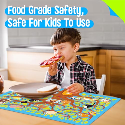 6 Pack Placemats for Kids, Non-Slip Washable Dining Mats, Reusable Cat-Themed Table Mats for Home, Kindergarten, Classroom, Nursery - style: Cat