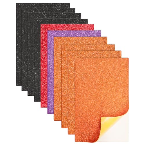 Jtnohx Glitter Foam Sheets with Adhesive Backing, Self Adhesive Eva Foam for Crafts, 7"×11.3" 10 Pcs Sticky Glitter Craft Eva Sheets for Arts Projects (Halloween) - color: halloween