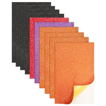 Jtnohx Glitter Foam Sheets with Adhesive Backing, Self Adhesive Eva Foam for Crafts, 7"×11.3" 10 Pcs Sticky Glitter Craft Eva Sheets for Arts Projects (Halloween) - color: halloween