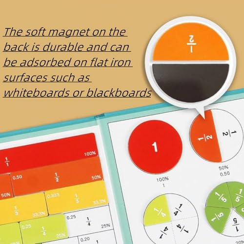 Magnetic Fraction Demonstration Book, 103 PCS Magnetic Fraction Tiles & Fraction Circles, Educational Puzzle Math Fraction Disc Set,Math Puzzle Learning Building Block Set for Classroom