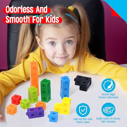 SpriteGru 200PCS Math Linking Cubes, Connecting and Counting Snap Blocks for Early Learning, Educational Toy for Preschool, Kindergarten, Homeschool - style: 200-Cubes