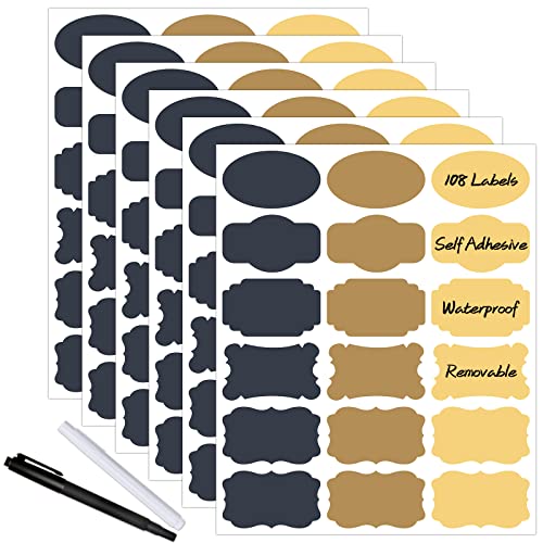 108pcs Colored Chalkboard Sticker Labels for Jars,Waterproof Removable Write-on Labels for Organizing Your Food Containers Mason Jars Spice Bottles Cannings Canisters Storage Bins,2 Markers Included - color: Colored Labels (108 Pcs)