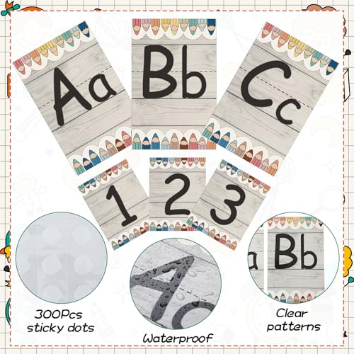 Gilprop 37 Pcs Bulletin Board Letters Educational Posters Alphabet Posters and 0-10 Number Classroom Abc Wall Decor for Kindergarten Toddler Teacher(Wood Grain) - style: Wood Grain