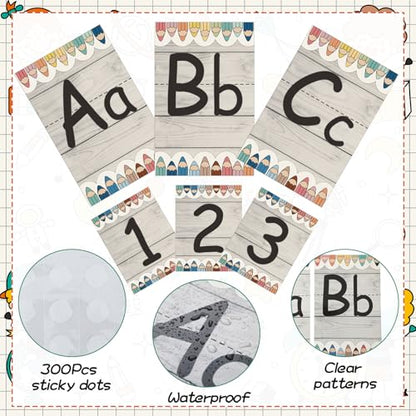 Gilprop 37 Pcs Bulletin Board Letters Educational Posters Alphabet Posters and 0-10 Number Classroom Abc Wall Decor for Kindergarten Toddler Teacher(Wood Grain) - style: Wood Grain
