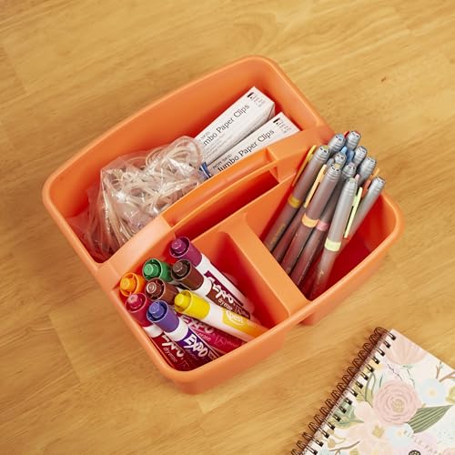 ECR4Kids 3-Compartment Small Plastic Caddy, Multipurpose Organization, Primary, 6-Pack - color: Primary