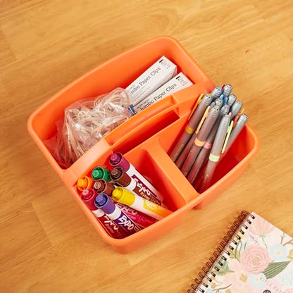 ECR4Kids 3-Compartment Small Plastic Caddy, Multipurpose Organization, Primary, 6-Pack - color: Primary