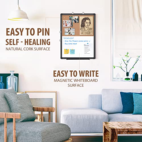 maxtek Combination White Board & Bulletin Cork Board 24 x 18 Whiteboard Magnetic, Combo Dry Erase Board with Black Aluminum Frame, 2' x 1.5' Hanging Message Board Wall Mounted for Homeschool Office - size: 24x18