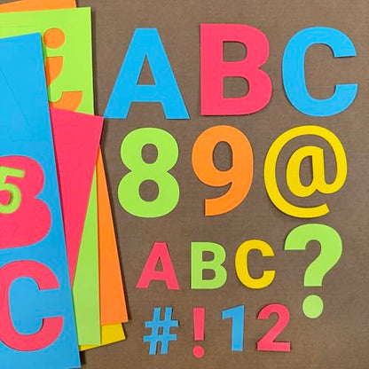 Combo Pack Large & Small Bulletin Board Letters & Numbers, Bright Multicolored 1.5 & 3 in. US Made Capital Alphabet Letters, Numbers, Punctuation for Posters, Bulletin Boards, Classroom (710 pc)
