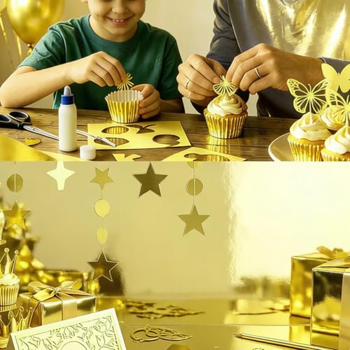 25 Sheets Metallic Gold Cardstock Paper Cardstock 8.5 x 11 Shimmer Sheets 250gsm/92lb Heavyweight Scrapbook Paper for Certificates, Invitations, Greeting Cards, Crafts, Graduations - color: Gold