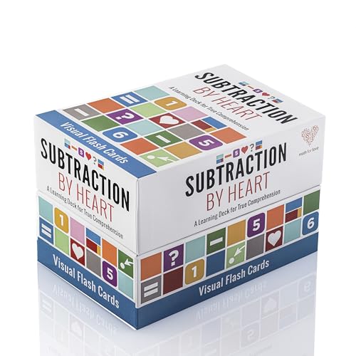 Math for Love Subtraction by Heart | Subtraction Flash Cards for Kids Grades K–3 | Visual Spaced Repetition for Fact Mastery | 145 Cards, 3 Decks