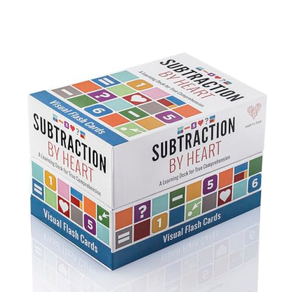 Math for Love Subtraction by Heart | Subtraction Flash Cards for Kids Grades K–3 | Visual Spaced Repetition for Fact Mastery | 145 Cards, 3 Decks