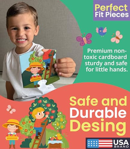 Floor Puzzles for Kids Ages 3-5 4-6 Educational 48 Piece Farm Animals with 2 Giant Coloring Posters Preschool Learning Toy Tractors Tools Barnyard Animals Screen Free Family Playtime - style: FARM ANIMALS