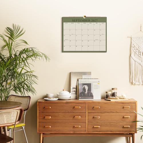 2026-2027 Calendar - Wall Calendar 2026-2027 from July 2026 Until December 2027,18 Months Calendar with Premium Paper, Twin-Wire Binding & Hanging Hook, 8.5" x 11", Green - color: Cyan, size: 8.5" x 11"