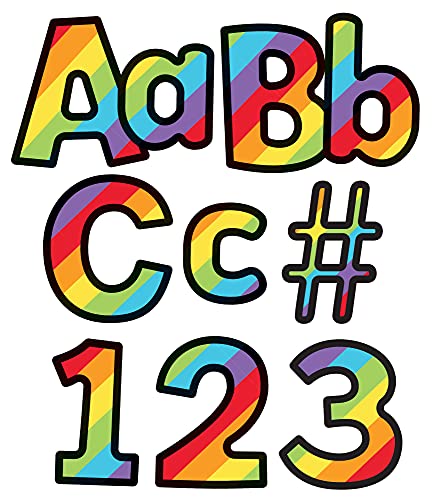 Carson Dellosa 219-Piece Rainbow Cutout Letters, 4" Colorful Upper and Lowercase Alphabet, Numbers, Punctuation, and Symbols for Bulletin Board, Posterboard, Party, and Classroom Decor - color: Rainbow, size: 219 pieces