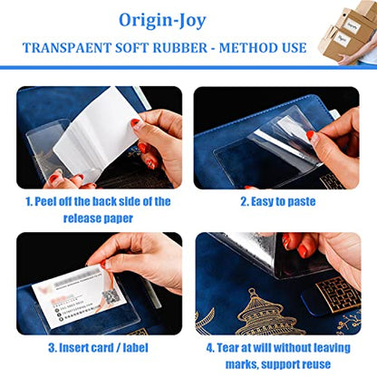 Origin-Joy 25 PCS Self-Adhesive Index Label Pockets, Clear Plastic Peel & Stick Card Holders with Top Open for Loading (2 x 2.25 inch) - size: 2 x 2.25 inch, style: Vertical