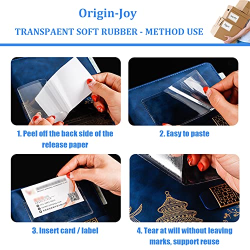 Origin-Joy 25 PCS Self-Adhesive Index Label Pockets, Clear Plastic Peel & Stick Card Holders with Top Open for Loading (2.5 x 3.5 inch) - size: 2.5 x 3.5 inch, style: Vertical