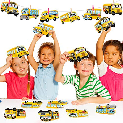 Tisancy 144 Pcs Bulletin Boards Cutouts Yellow Smile Face Cutouts for Classroom Bulletin Boards Decorations with 300 Adhesive Dots, Elementary Classroom Decor(School Bus) - style: School Bus