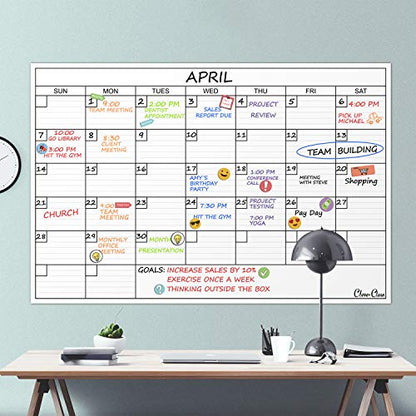 Large Dry Erase Wall Calendar - 24"x 36" Undated Monthly Calendar for Home, Office, Classroom - Reusable Laminated Task Organizer - color: White 24"x36"