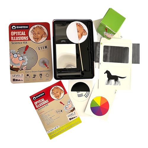 Einstein’s Optical Illusion LAB Science Kit for Kids. STEM for Boys & Girls Aged 8 and Above. 14 Exciting Experiments Inside/Detailed Picture Guide Included. Award Winning Kit - color: Red