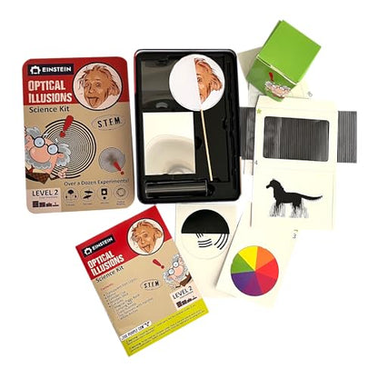 Einstein’s Optical Illusion LAB Science Kit for Kids. STEM for Boys & Girls Aged 8 and Above. 14 Exciting Experiments Inside/Detailed Picture Guide Included. Award Winning Kit - color: Red