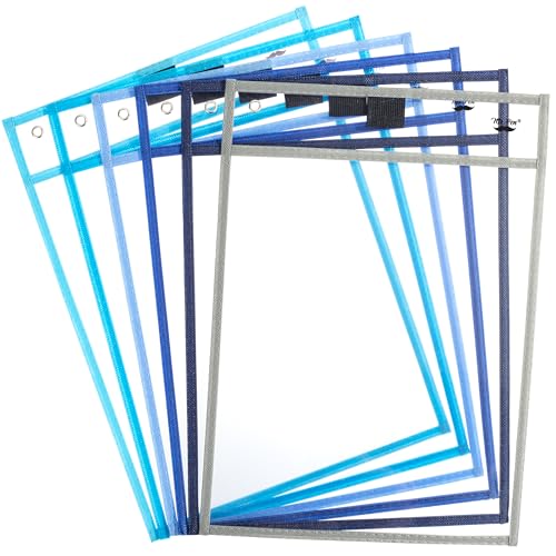 Mr. Pen- Reusable Dry Erase Pocket Sleeves, 10" x 14", 6 Pack | Ocean Breeze Color, Clear Plastic Paper Sleeves, Ticket Holders, Clear Plastic Sheet Protectors, Teacher, School - color: Ocean Breeze, size: 6 Pack