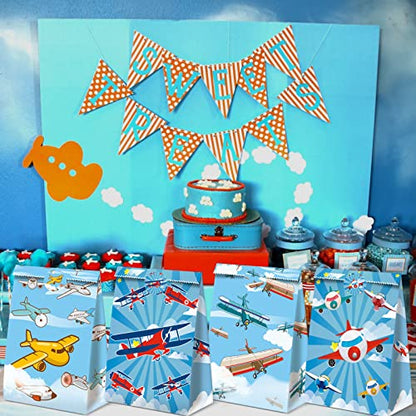 24Pcs Plane Party Bags Airplane Birthday Party Supplies Planes Party Decorations Airplane Gift Bag Airplane First Birthday Decorations - style: airplane01