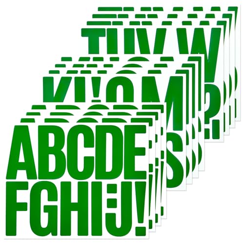 140 Large Alphabet Stickers, 12 Sheets 3 Inch Self-Adhesive Vinyl Letters Sticker Decals for Mailboxes, Doors, Trucks, Classroom Decor, Suitable for Indoor and Outdoor - Green - color: Green