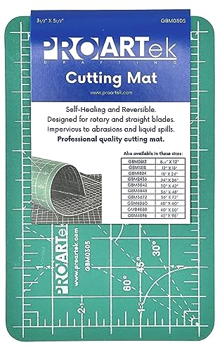 Proartek PK00004 Model GBM0305 Series 3.5" x 5.5" Professional Cutting Mat; Double-Sided Green/Black; Self-Healing; For Graphic Arts, Hobbies, Sewing, Scrapbooking, and other Cutting Projects - size: 5.5"L x 3.5"W