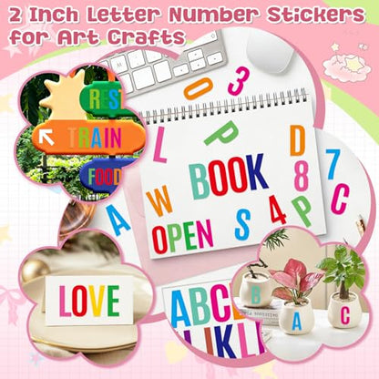 414Pcs Letter Stickers Alphabet Stickers 15 Sheets 2 Inch Vinyl Letter Sticker Self Adhesive Alphabet Number Stick on Sticker for Scrapbook Classroom Craft Window Bulletin Board Sign Mailbox Numbers - color: Colorful