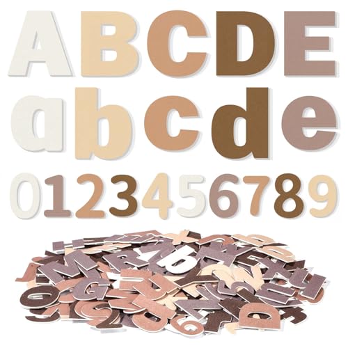 Breling 310 Pieces Felt Letter Bulletin Board Letters Sticker with Number 2" Bulk Self Adhesive ABC Upper Lowercase Sticky Letter for Xmas Gift Bulletin Board Classroom(Brown Color) - color: Brown Color