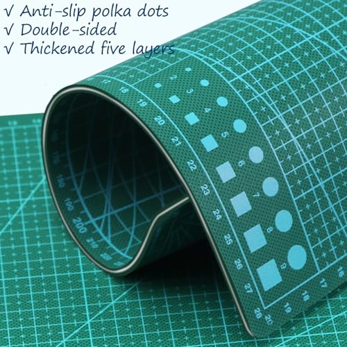 Self Healing Cutting Mat with Grid for Handmade Paper Cutting, Leather Crafts, Carving, Desktop Protectors 5-Ply Quilting Board A3-45x30x0.3cm(18 x12 x 0.118in Green) - size: 17.7"L x 11.8"W